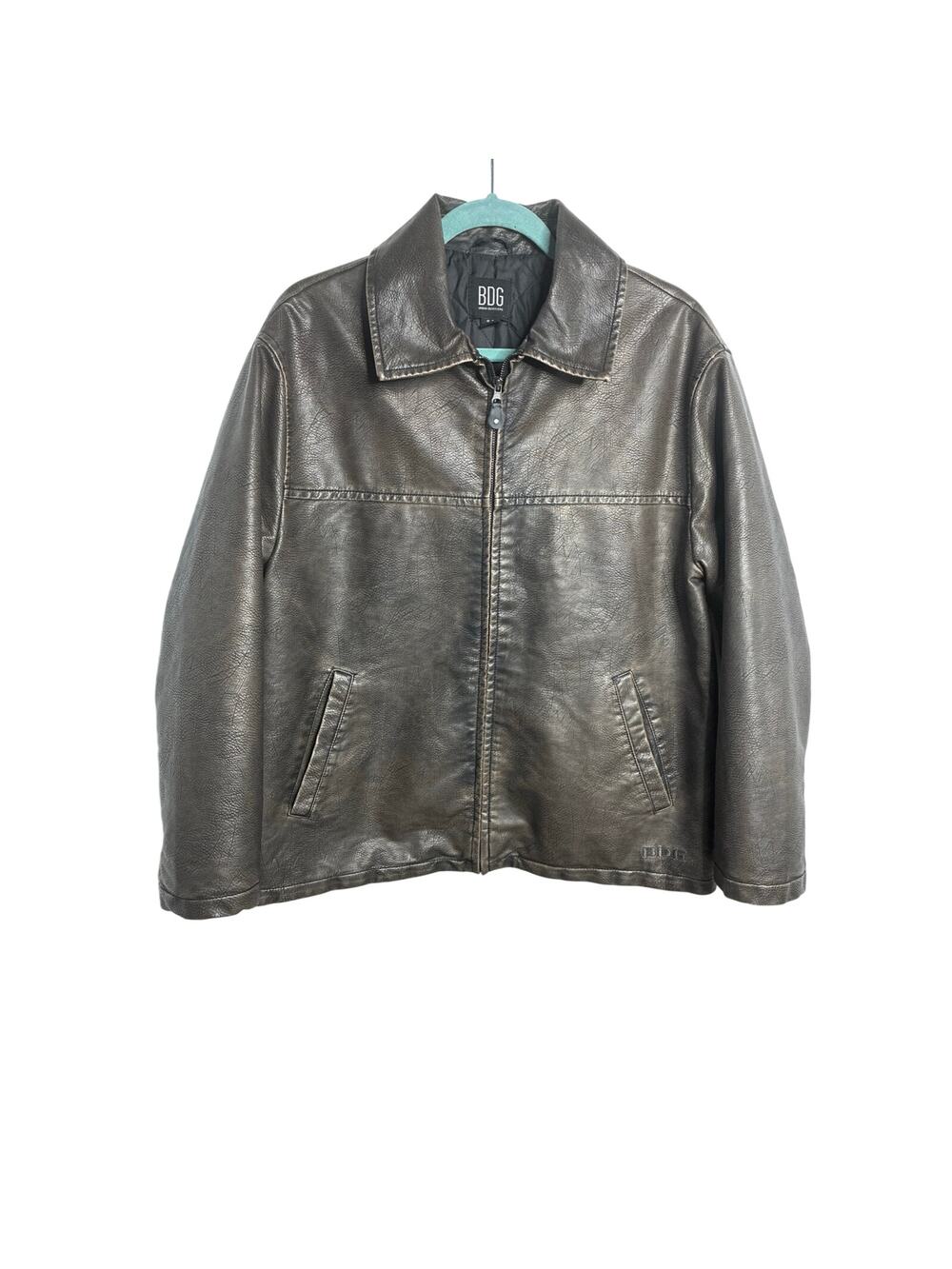 BDG Urban Outfitters Men's Dark Brown Faux Leather Bomber Jacket Small